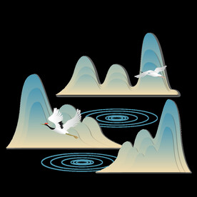 国潮山水边框图片 