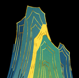 国潮山水边框图片 