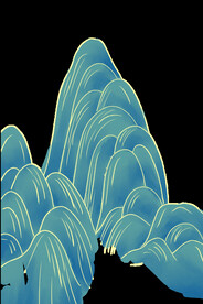  国潮山水边框图片 