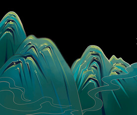 国潮山水边框图片 