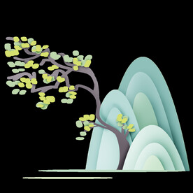 国潮山水边框图片 