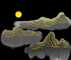 国潮山水边框图片 