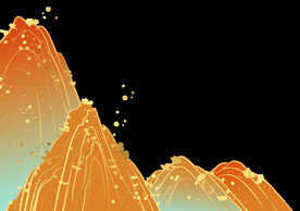 国潮山水边框图片 