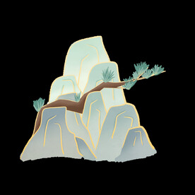  国潮山水边框图片 