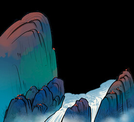  国潮山水边框图片 