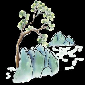 国潮山水边框图片 