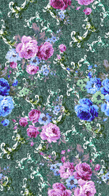 大牌牛仔纹花卉印花