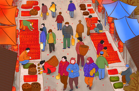 新春年货节插画图片