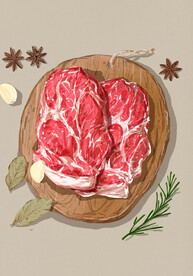 烤肉插画
