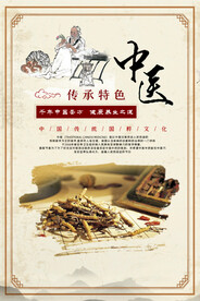 白色中式简约中医食材海报