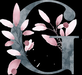 粉色花型叶子植物字母G