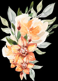 橘黄色阳光花卉贺卡婚礼装饰图案