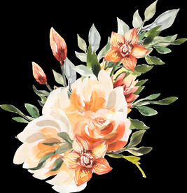 橘黄色阳光花卉贺卡婚礼装饰图案