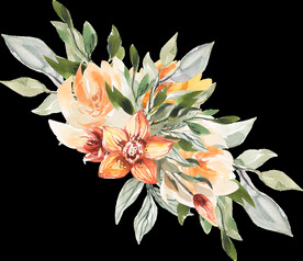 橘黄色阳光花卉贺卡婚礼装饰图案