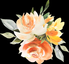 橘黄色阳光花卉贺卡婚礼装饰图案