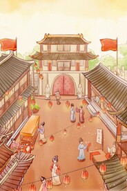 新春年货节插画图片