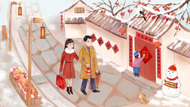 新春年货节插画图片
