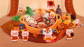 新春年货节插画图片