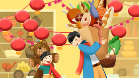 新春年货节插画图片