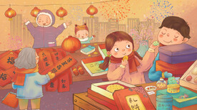 新春年货节插画图片