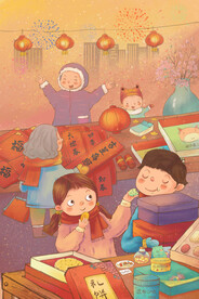 新春年货节插画图片