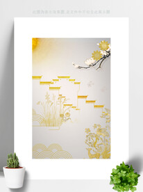 中式意境水墨山水画 