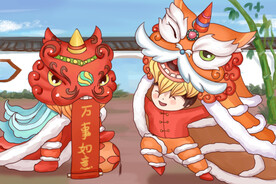   虎年舞狮国潮海报图片