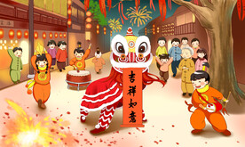  虎年舞狮国潮海报图片