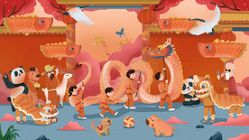  虎年舞狮国潮海报图片