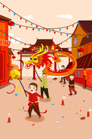  虎年舞狮国潮海报图片