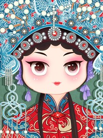 国潮风脸谱招牌图片 