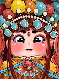 国潮风脸谱招牌图片 