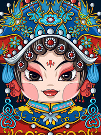 国潮风脸谱招牌图片 