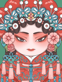 国潮风脸谱招牌图片 