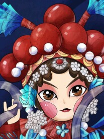 国潮风脸谱招牌图片 