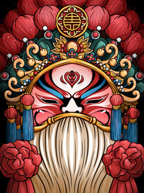 国潮风脸谱招牌图片 