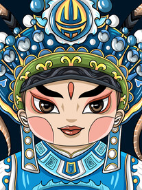 国潮风脸谱招牌图片