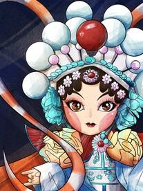 国风戏曲可爱卡通形象人物角色脸