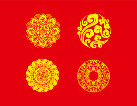 国风中式元素纹理矢量国潮窗花纹