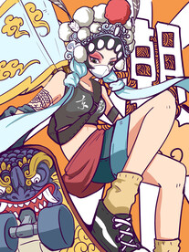 国潮风脸谱招牌图片 