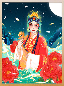  国潮风脸谱招牌图片 