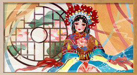  国潮风脸谱招牌图片 