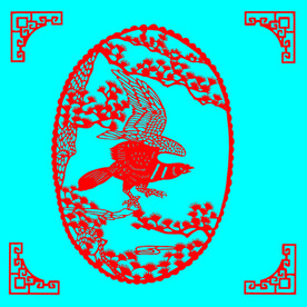 鹰与松树剪纸