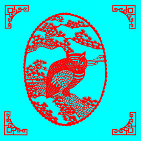 鹰与松树剪纸