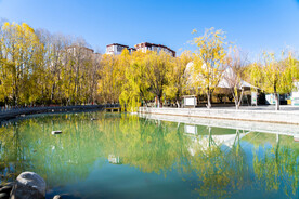 西藏拉萨宗角禄康公园湖水