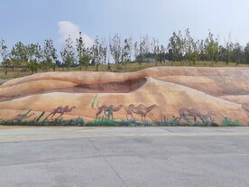 网红打卡景点墙体彩绘沙漠骆驼