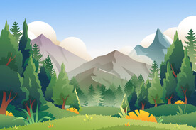 手绘山风景插画