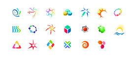 酷炫图形彩色环绕构成矢量图标