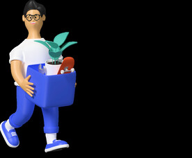 打包收拾东西的上班族职员男孩