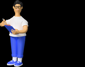 做信息登记的上班族职员男孩